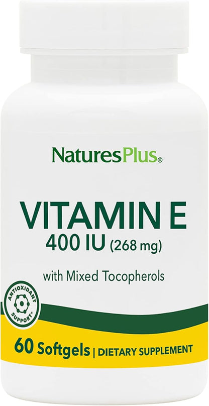 NaturesPlus Vitamin E 400 IU Mixed Tocopherol Softgels, 60 Softgels