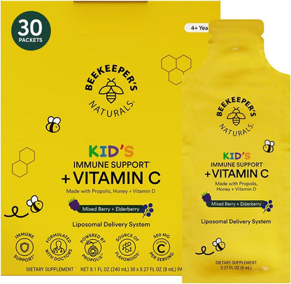 Beekeeper's Naturals Propolis Liposomal Vitamin C – 1000mg with Propolis & Honey – 12 Sachets