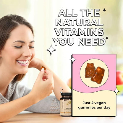 Future Kind Vegan Biotin Gummies for Hair, Skin and Nails – Vegan Collagen Supplement with Vitamin A, C & E – Natural Strawberry Flavour – 30 Gummies
