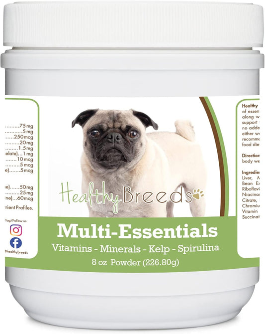 Healthy Breeds Pug, Fawn, Multi-Essentials Powder for Dogs - An Ideal Supplement of Vitamins, Minerals & Antioxidants for Your Dog - 227 g (8 oz)
