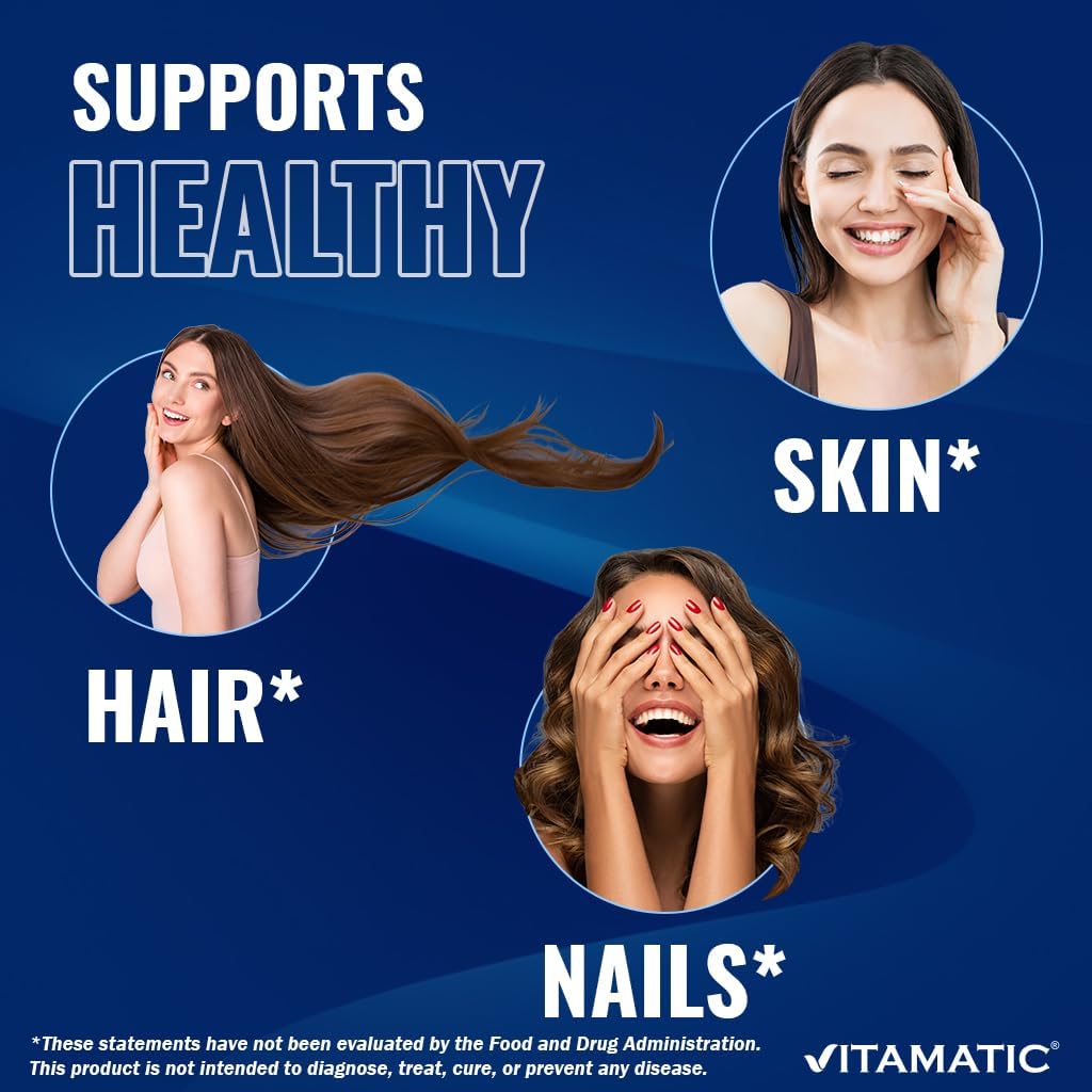 Vitamatic Biotin 10,000 mcg (10 mg) - 365 Vegan Tablets for Hair, Skin and Nails - görsel 4