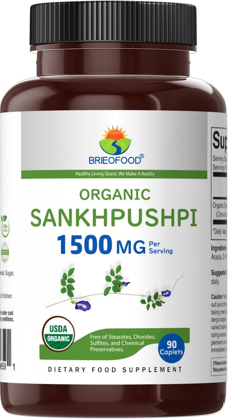 Brieofood Organic Sankhpushpi 1500mg, 90 Vegetarian Tablets - görsel 2