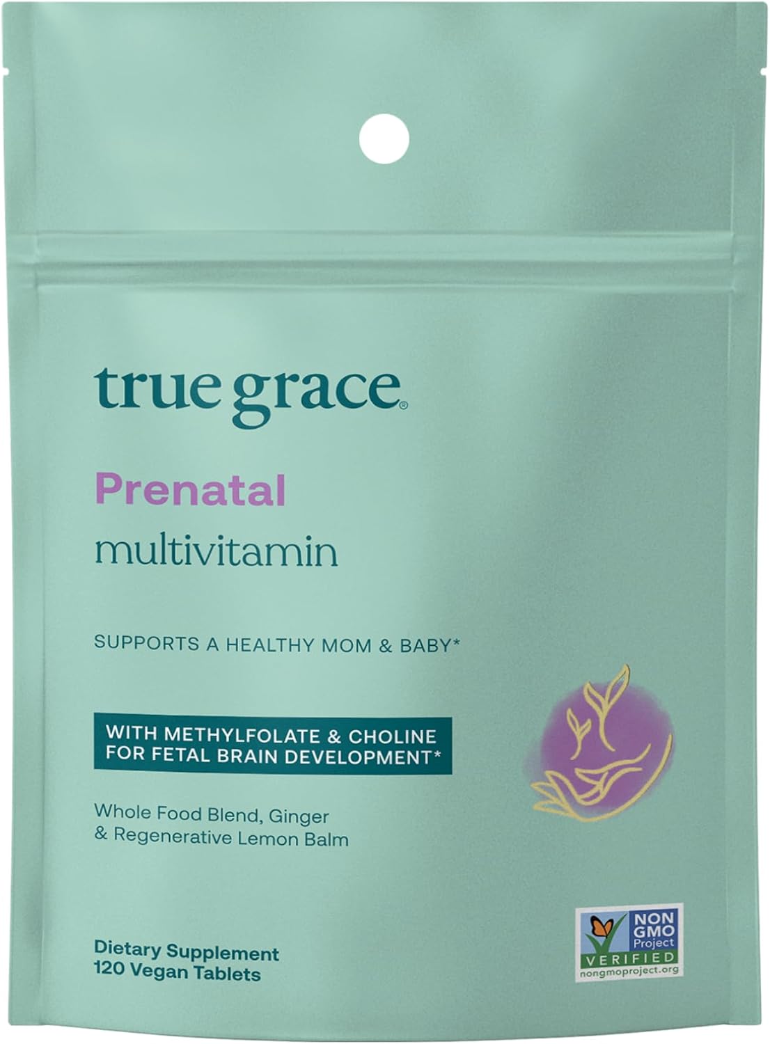 True Grace Prenatal Multivitamin - 30 Servings - Supports a Healthy Mum & Baby with Methylfolate & Choline for Foetal Brain Development - Gluten-free, Soya-free - 60 Vegan Tablets - görsel 8