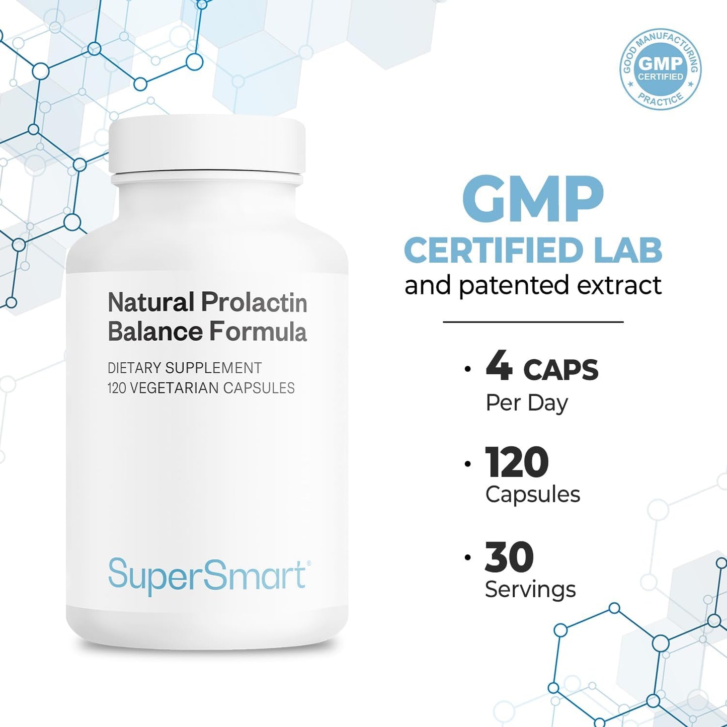 Supersmart Natural Anti-Prolactin Supplement with P5P, Mucuna Pruriens, Maca Root, Ashwagandha – 120 Vegetarian Capsules - görsel 5