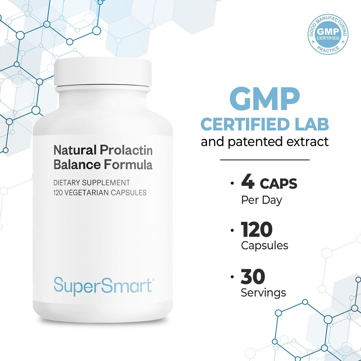 Supersmart Natural Anti-Prolactin Supplement with P5P, Mucuna Pruriens, Maca Root, Ashwagandha – 120 Vegetarian Capsules - görsel 5