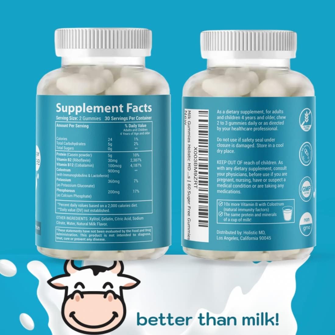 Holistic MD Colostrum Gummies - Grass-Fed Colostrum Milk Protein Gummies with Vitamin B Complex, Sugar-Free, 60 Count - görsel 7