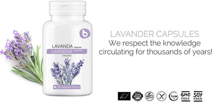 Organic Lavender Capsules – Lavender Pills for Relaxation and Balance – Natural Supplement – Non-GMO, Gluten-Free – 90 Vegan Capsules