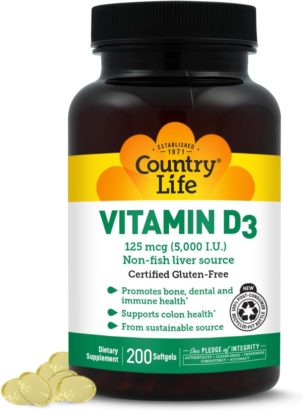Country Life Vitamin D3 5000 IU – Immune & Bone Health Support - görsel 1