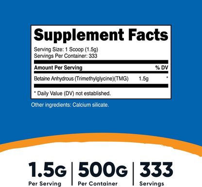Nutricost Betaine Anhydrous (TMG) Powder - 500g (3-Pack)