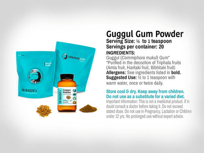 DR WAKDE'S Guggul Powder (Mukul Myrrh | Commiphora mukul) - 100g | Pure, Raw and Dried Powder | Natural Aroma and Freshness | Fine Powder | Vegan | Premium Grade | Nothing Added, Nothing Removed