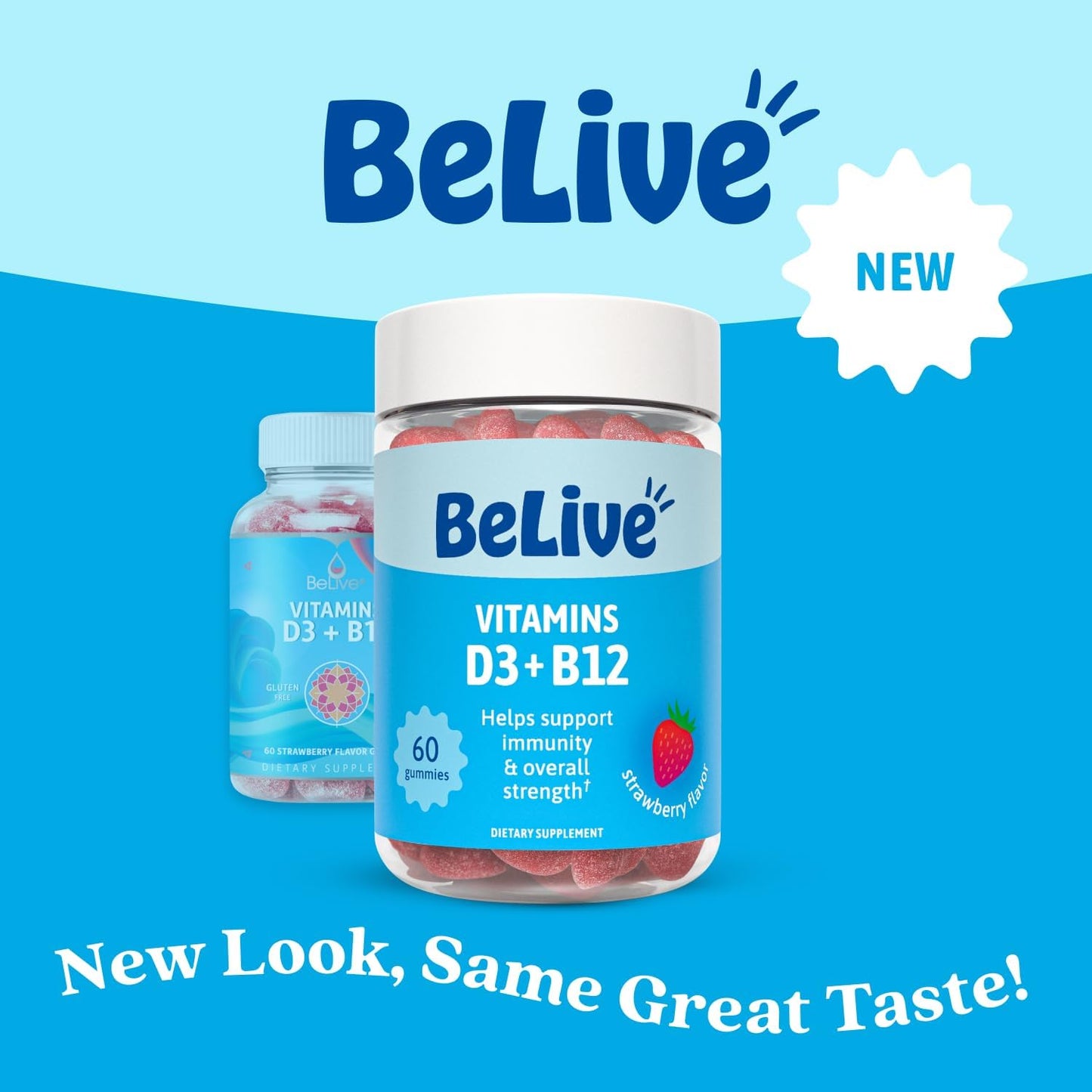 BeLive Vitamin D3 & B12 Gummies – 60 Gummies – Strawberry Flavour - görsel 3