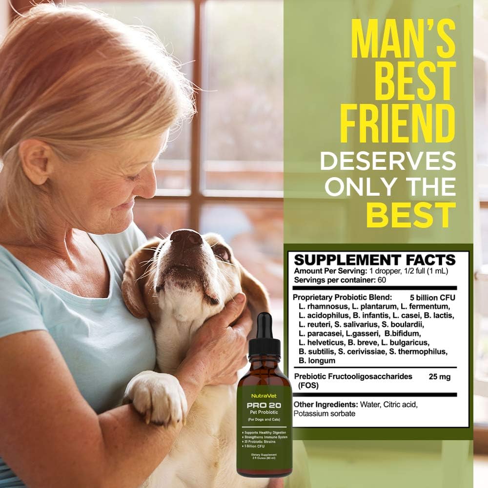 NutraVet Probiotics for Dogs and Cats - Liquid Digestive Enzyme Supplement with 20 Strains, 120 Servings - görsel 3