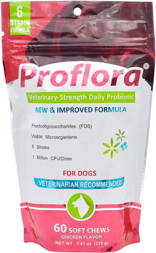 Proflora Probiotics for Dogs - Complete Gut Health & Immune Support - 60 Soft Chews