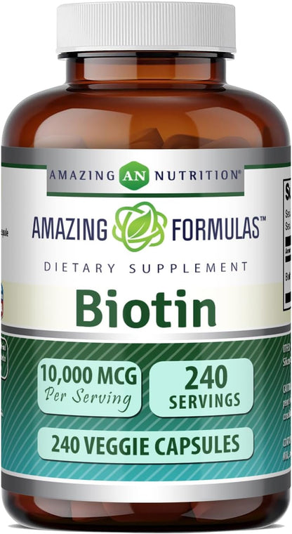 Amazing Formulae Biotin 10000mcg Veggie Capsules - Hair, Skin and Nails Support - 400 Count