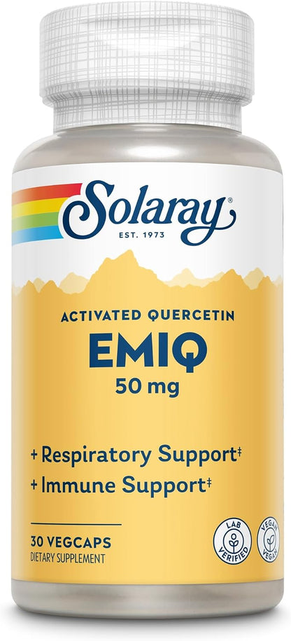 SOLARAY EMIQ Activated Quercetin – Sinus, Respiratory and Immune Support (30 Vegan Capsules)