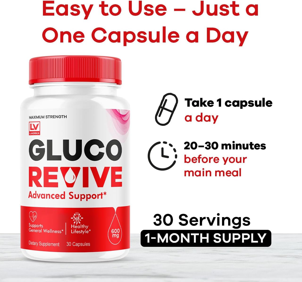 Gluco Revive - GlucoRevive, Gluco Revive Pills, GlucoRevive Support, GlucoRevive Capsules, Gluco Revive All Natural Premium Formula, 30 Capsules - görsel 4