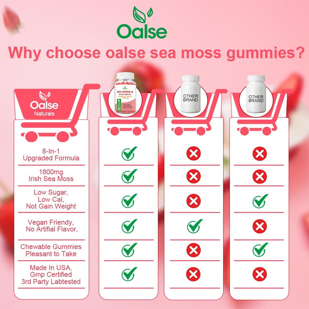 OALSE Sea Moss Gummies - 8-in-1 Advanced Formula for Immune Support & Energy (1-Pack) - görsel 5