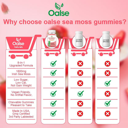 OALSE Sea Moss Gummies - 8-in-1 Advanced Formula for Immune Support & Energy (1-Pack)