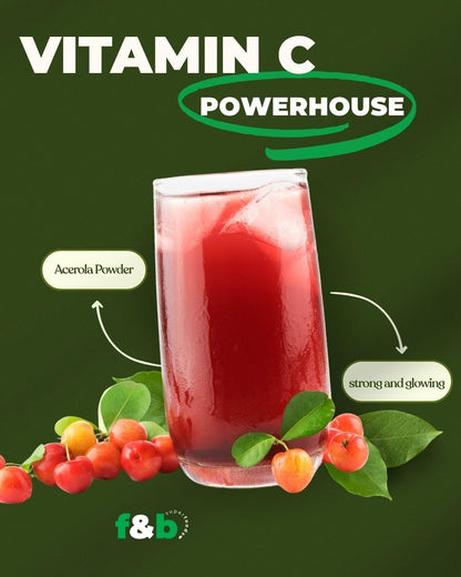 f&b superfoods Pure Organic Acerola Cherry Powder - Freeze Dried, 227g