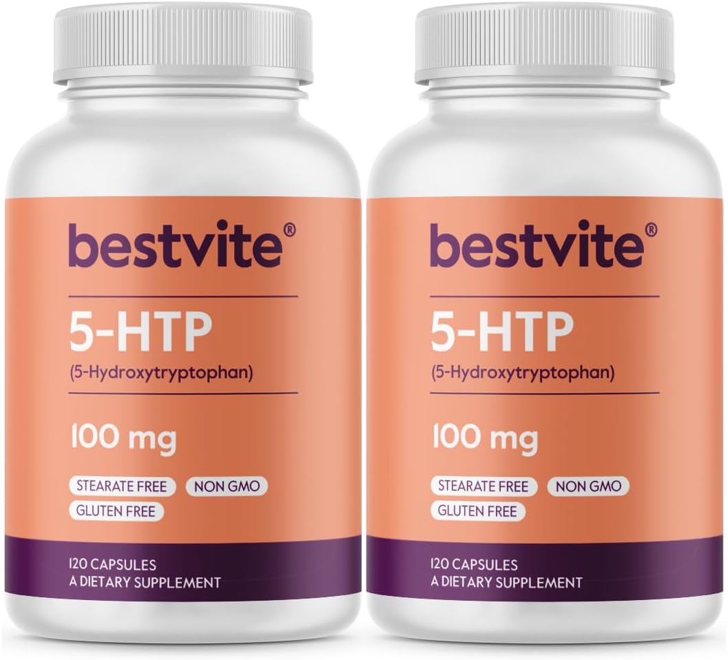 BESTVITE 5-HTP 200mg per Capsule - 240 Capsules - Pure Griffonia Extract, No Stearates, Gluten-Free, Non-GMO - görsel 9
