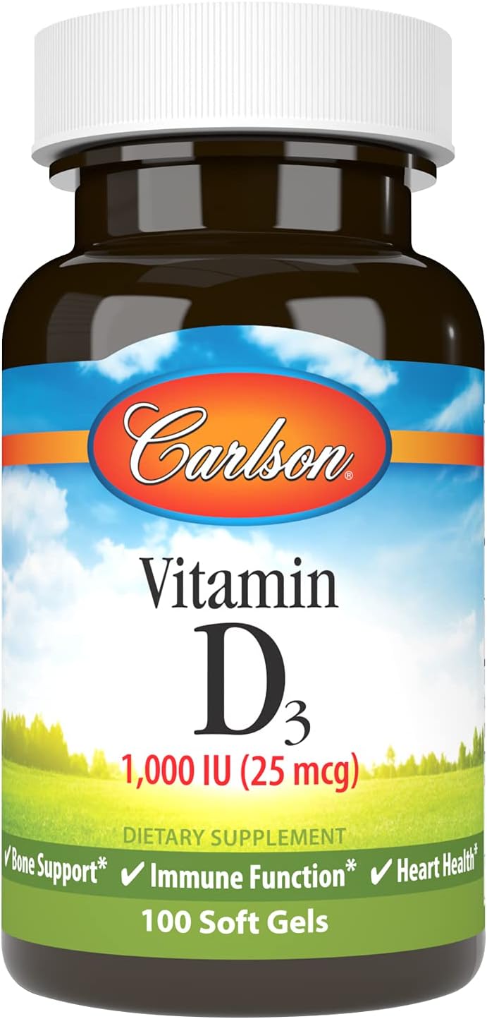 Carlson Vitamin D3 1000 IU (25 mcg) Softgels - 100 Count - görsel 1