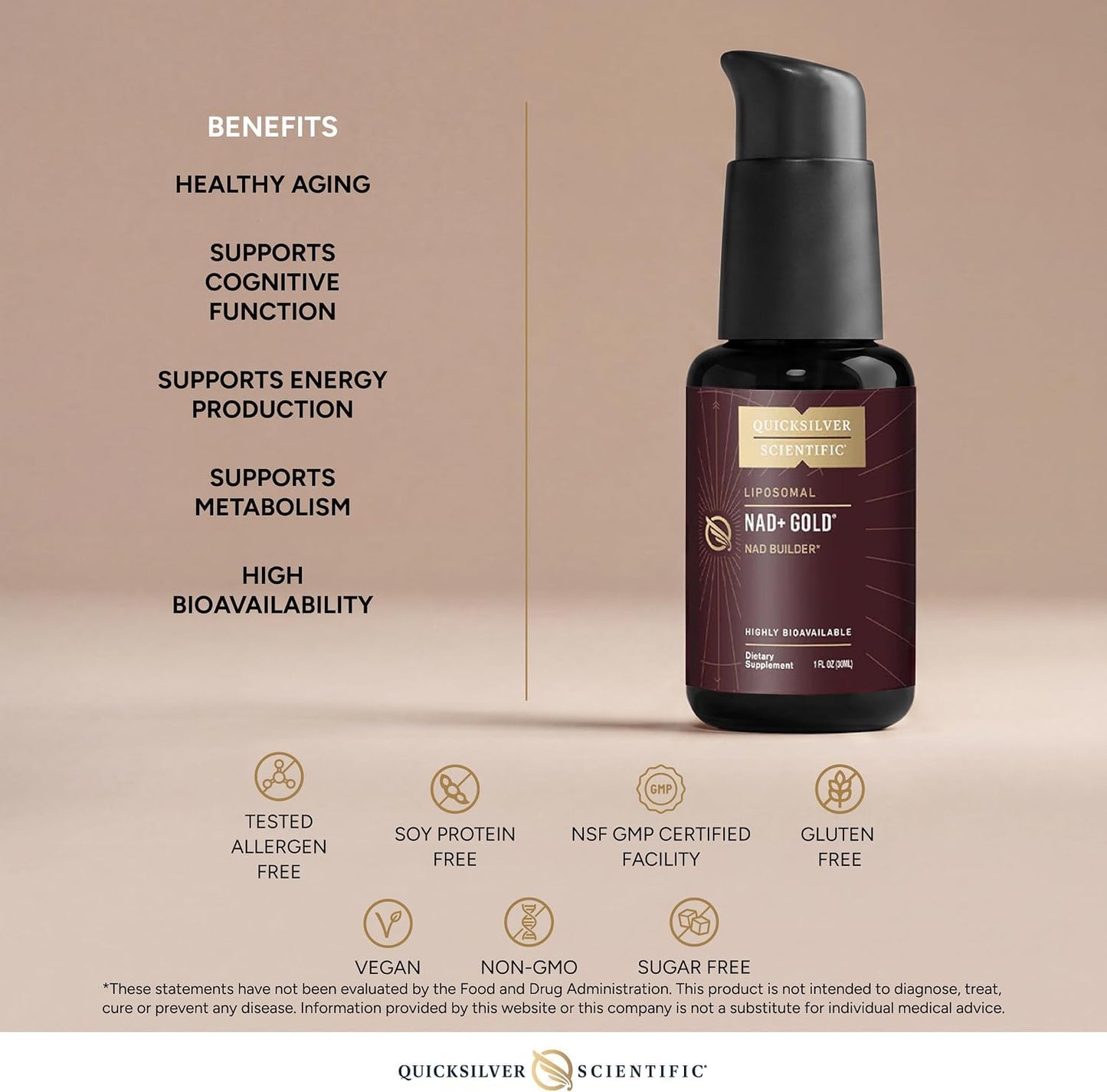 Quicksilver Scientific NAD+ Gold 30ml - görsel 4