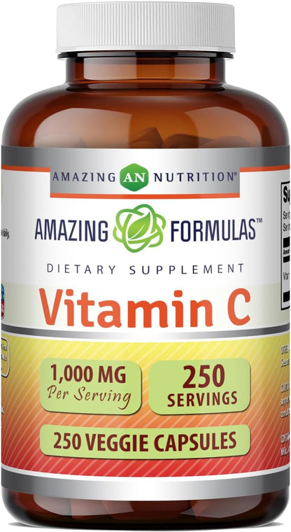 Amazing Formulae Vitamin C Supplement | 1000 mg | Veggie Capsules | Non-GMO | Gluten-Free | Made in USA (100 Count, 1 Pack)