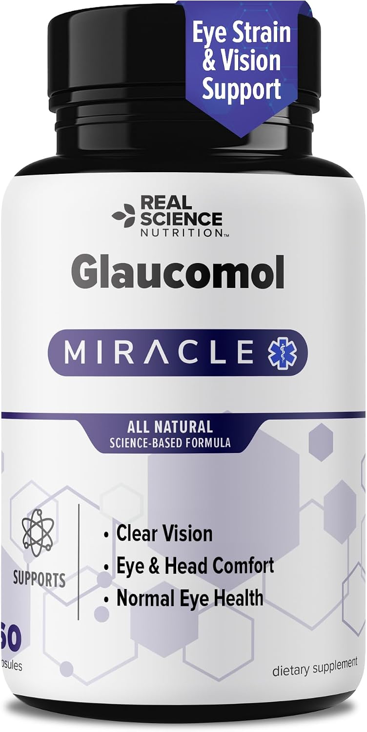 Real Science Glaucomol Miracle - Natural Eye Vitamins & Eye Supplements for Optic Nerve & Ocular Circulation Support – with Vitamins C, D & B12 for Vision Clarity & Eye Comfort – Made in USA, 60 Caps - görsel 1