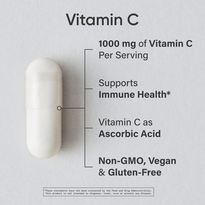 Sports Research High Potency Vitamin C 1000mg - Vegan, Non-GM, Gluten-free - 240 Veggie Capsules
