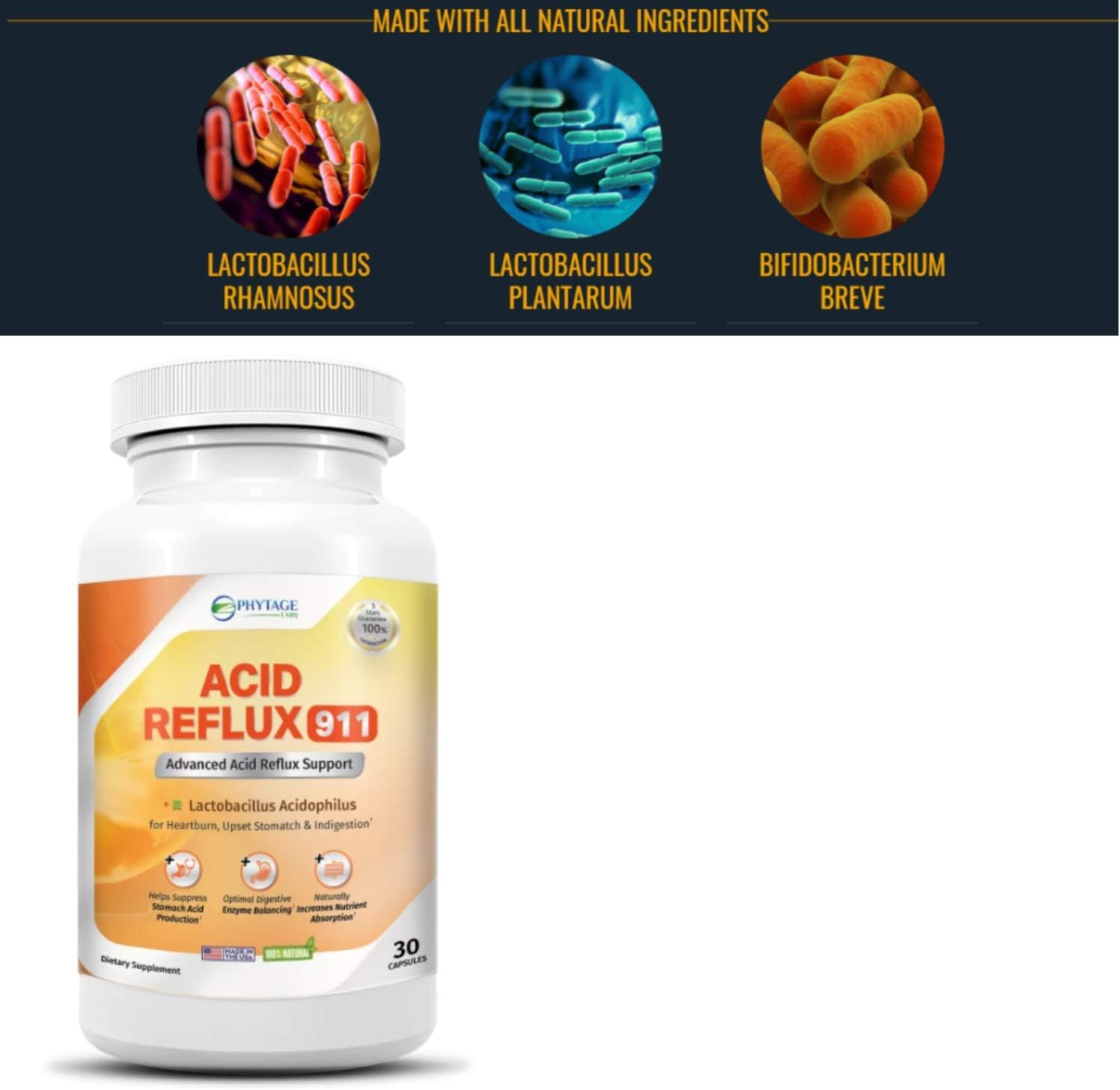 Natural Acid Reflux 911 – Heartburn & Acid Indigestion Relief Supplement, 30 Capsules - görsel 7