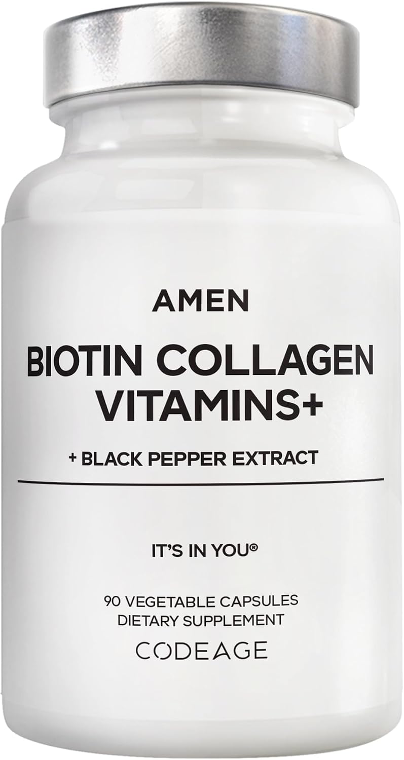 Amen Biotin Collagen Vitamins+ 10,000 mcg Biotin, 90 Capsules - görsel 1