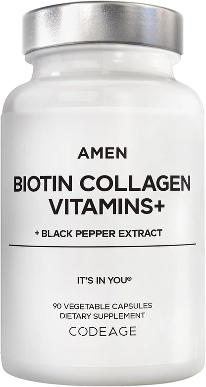 Amen Biotin Collagen Vitamins+ 10,000 mcg Biotin, 90 Capsules