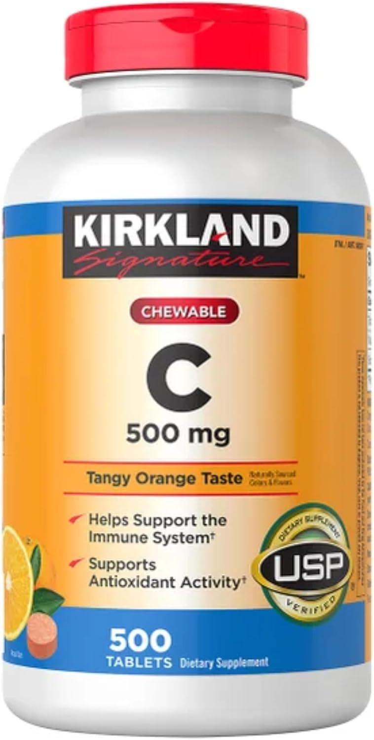 Kirkland Signature Chewable Vitamin C 500 mg, Tangy Orange Flavour, 500 Tablets - görsel 1