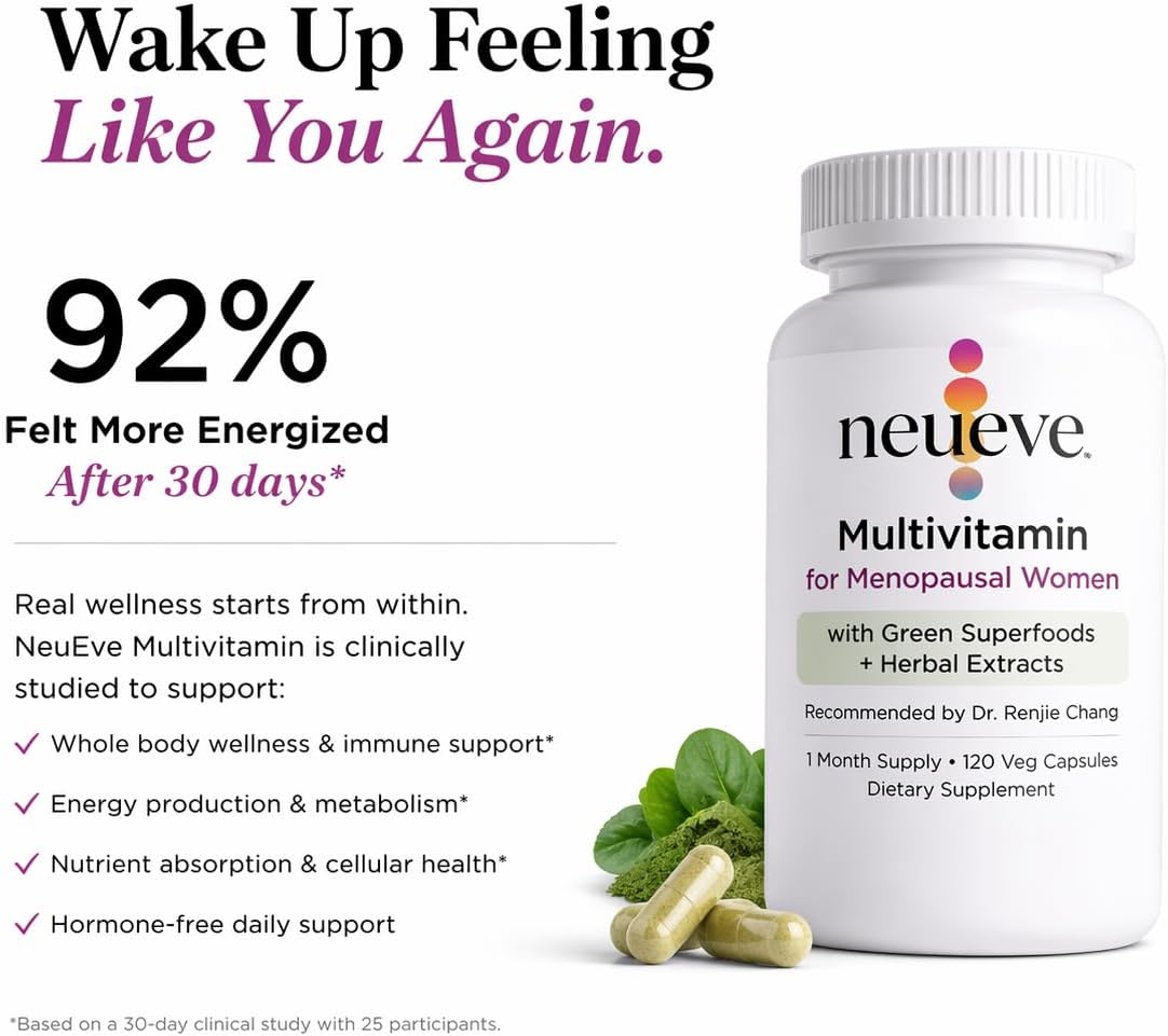 NeuEve Menopause Support Multivitamin for Women, Hormone-Free Daily Multivitamin to Support Whole Body & Intimate Health with Green Superfoods | 30-Day Supply | Vegan Capsules | 120 Capsules - görsel 3