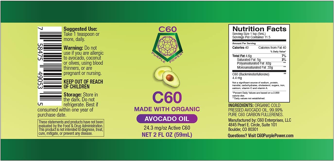 C60 Power - 99.99% Pure Carbon Fullerenes in Organic Avocado Oil, 60 ml - görsel 7