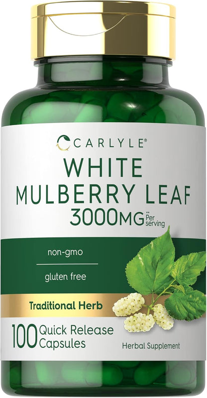 Carlyle Mulberry Leaf Extract 100 Capsules – Non-GMO and Gluten-Free Herbal Supplement