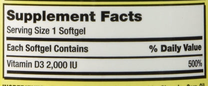 Kirkland Extra Strength Vitamin D3 2000 IU, 600 Softgels