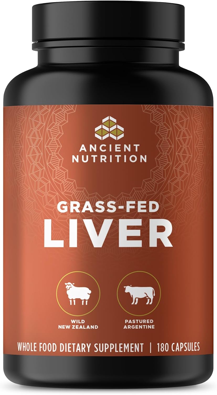 Ancient Nutrition Organ Supplements, Grass-Fed and Wild Organ Complex Capsules, Beef and Lamb Liver, 180 Capsules - görsel 1
