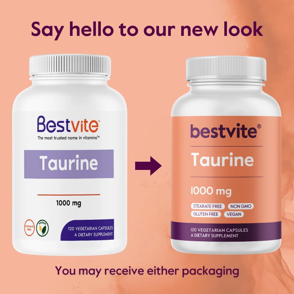 BESTVITE Taurine 1000mg (120 Vegan Capsules) - Pure Amino Acid Supplement - görsel 6