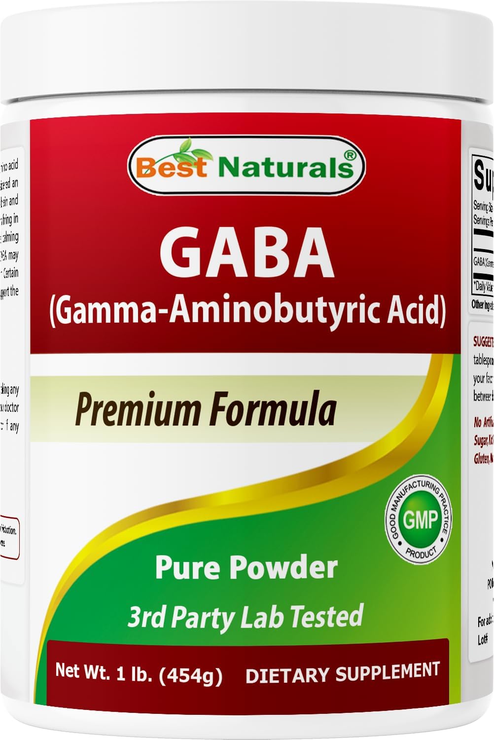 Best Naturals GABA (Gamma Aminobutyric Acid) Pure Powder, 454g - görsel 1