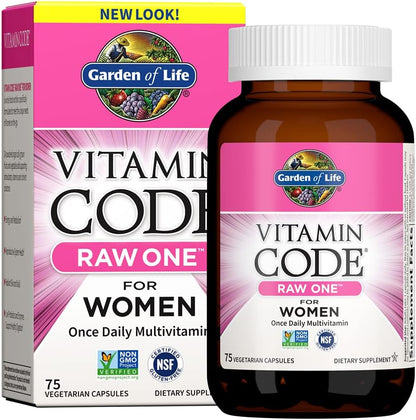 Garden of Life Vitamin Code RAW ONE for Women Once Daily Whole Food Multivitamin with Probiotics, Non-GMO, 30 Capsules