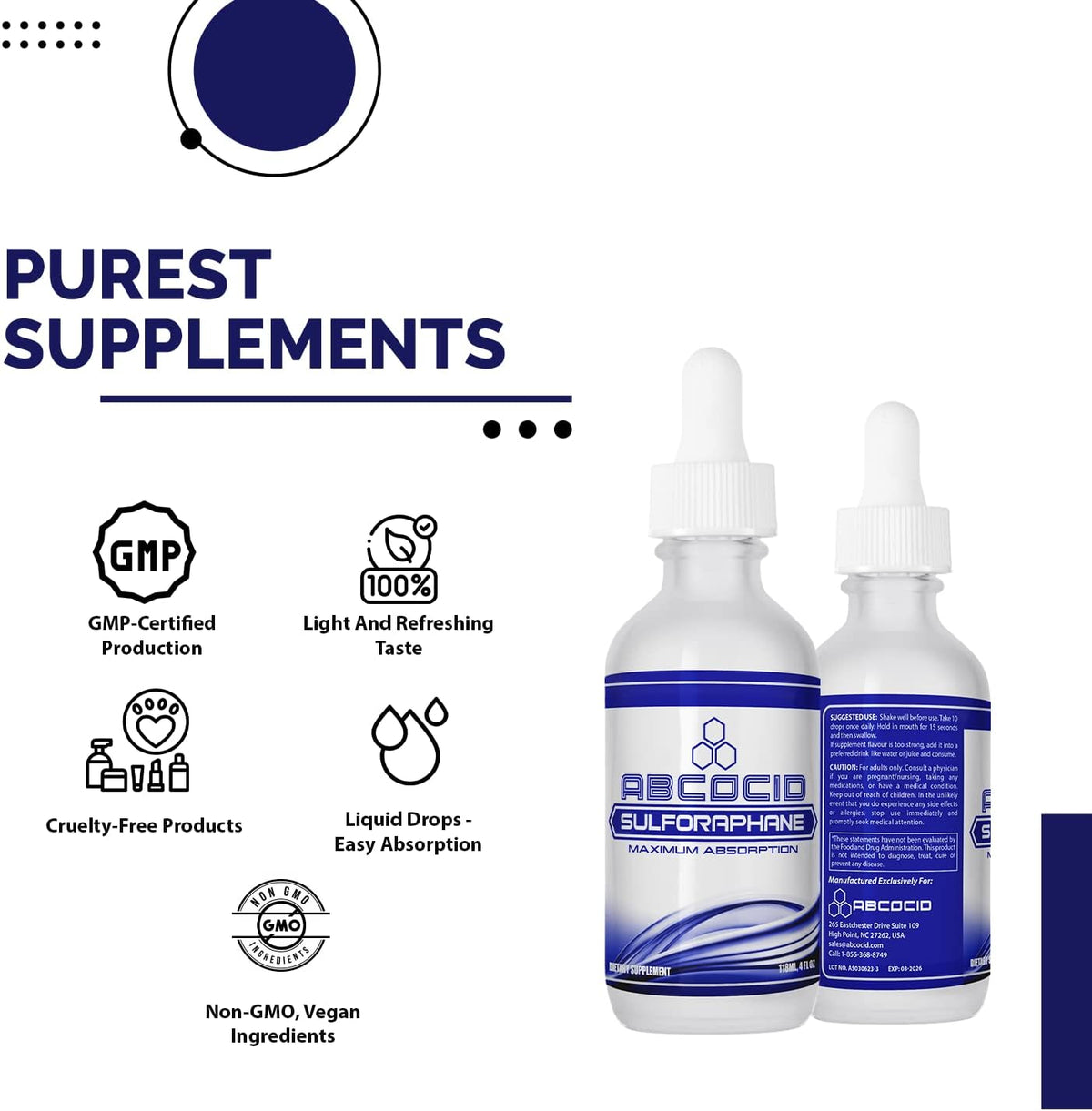 ABCOCID Activated and Stabilised Sulforaphane - 490 mg Liquid Supplement - 120 ml (240 Servings) - görsel 8
