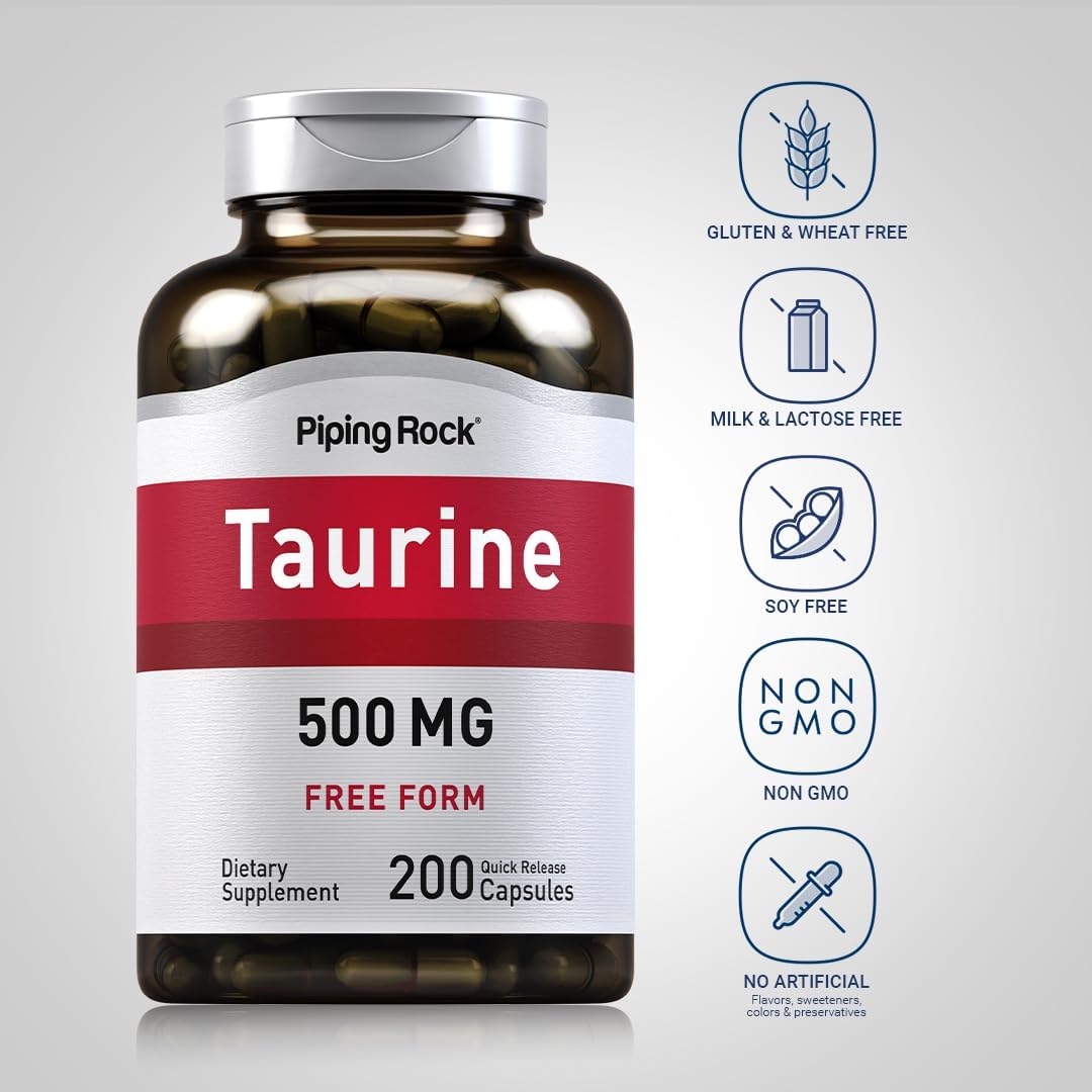 Piping Rock Taurine Supplement 500mg, 200 Capsules - görsel 3