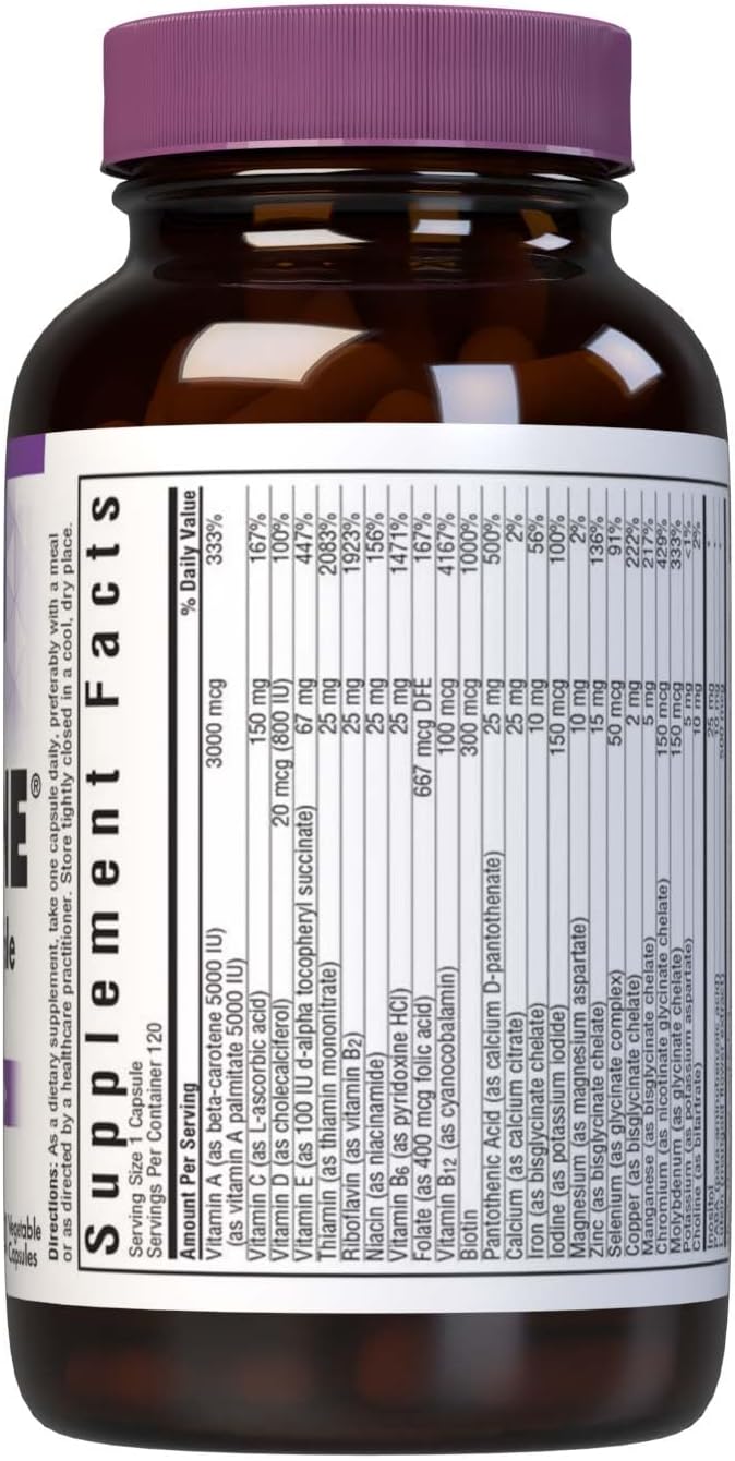 Bluebonnet Nutrition Multi One (With Iron) Vegetable Capsules - 120 Count - görsel 2