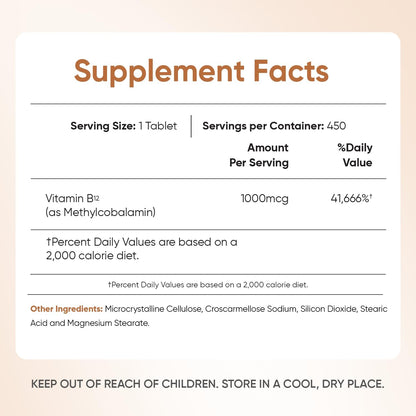 WeightWorld Vitamin B12 1000 mcg - 450 Mini Tablets - Methylcobalamin