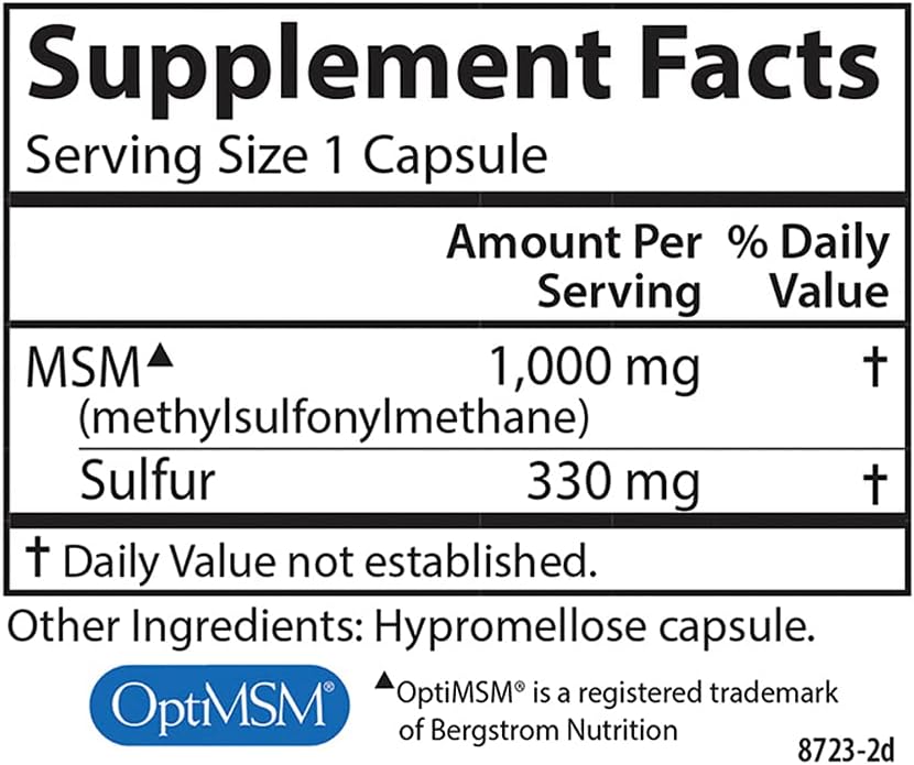 Carlson M-S-M Sulphur, 1000 mg - 300 Vegetarian Capsules - görsel 4