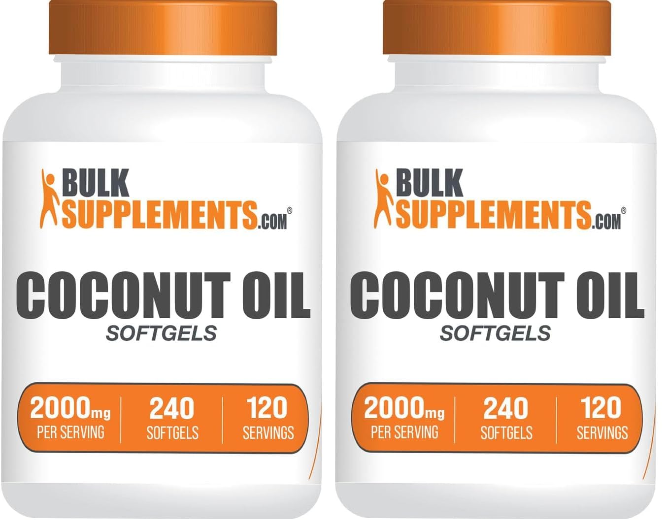 BulkSupplements.com Coconut Oil Softgels - Cold Pressed Coconut Oil for Hair and Skin Support, Herbal Supplement - Gluten-Free, 2 Softgels per Serving (2000mg), 240 Count (Pack of 1) - görsel 6