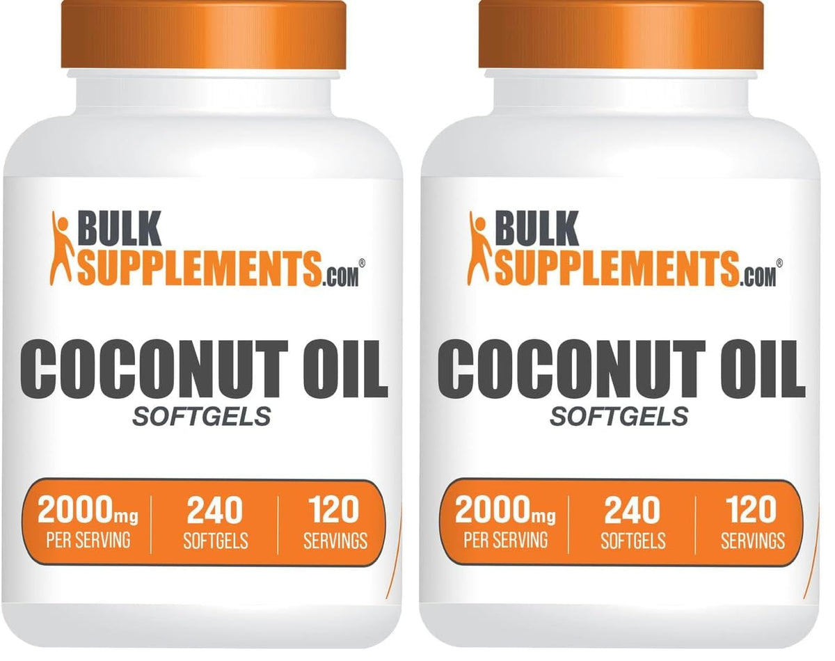 BulkSupplements.com Coconut Oil Softgels - Cold Pressed Coconut Oil for Hair and Skin Support, Herbal Supplement - Gluten-Free, 2 Softgels per Serving (2000mg), 240 Count (Pack of 1) - görsel 6