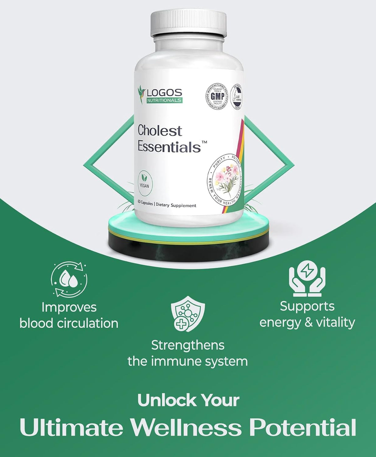 Cholest Essentials - Vegan Supplement with Garlic, Niacin, Policosanol, Guggul, Plant Sterol & Cayenne (60 Capsules) - görsel 4