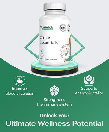 Cholest Essentials - Vegan Supplement with Garlic, Niacin, Policosanol, Guggul, Plant Sterol & Cayenne (60 Capsules)